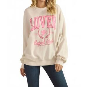 NEW TRES BIEN love club crewneck sweater in beige